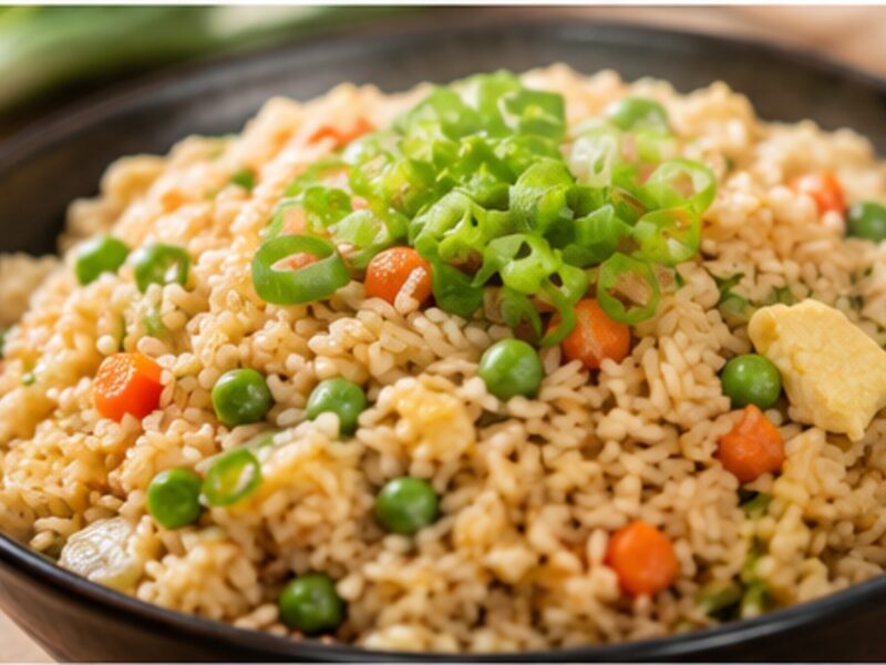 Classic Chinese fried rice with egg and vegetables
